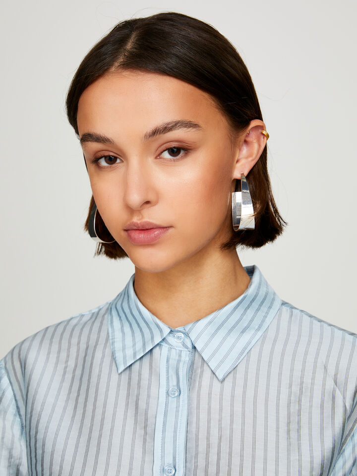Oversized striped shirt - women's shirts - Light Blue | Sisley image number 5